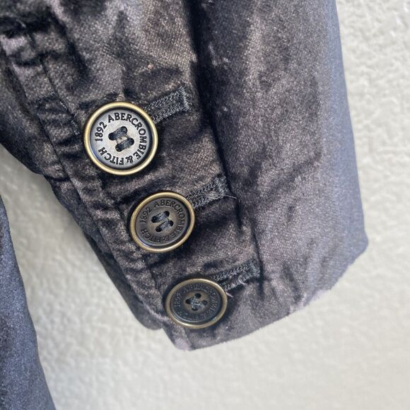 Abercrombie & Fitch Blazer Womens Medium Gray Blue Velvet Velour Cropped Jacket - Picture 8 of 15
